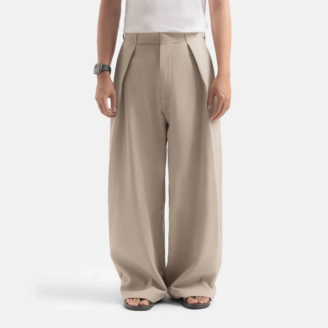 Cream Neu Pleated Wide Pant